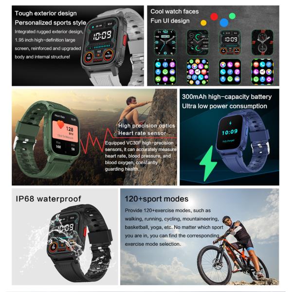 LW9 водонепроницаемые умные часы IP68 Domestic с 240*282 пиксельных IPS экрана