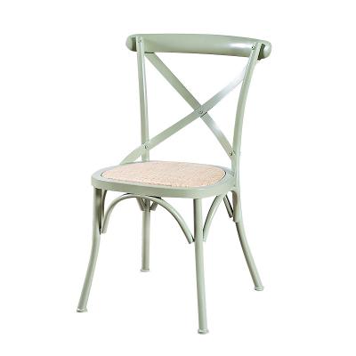 Cross Back Modern Metal Dining Chairs For Restaurant / Coffee Bar