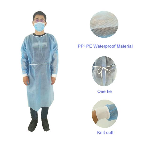 High quality disposable surgical isolation gown nonwoven PP with PE film
