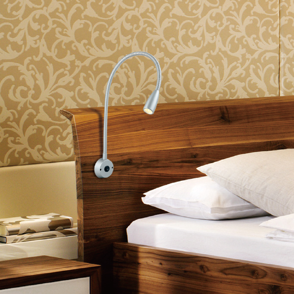IP Rating 23 Gooseneck Wall Mounted LED Bed Headboard Reading Light Transparent Shade