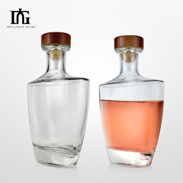 Clear Glass Brandy Bottle with Customized Decal Free Cork Stopper and Luxury Design