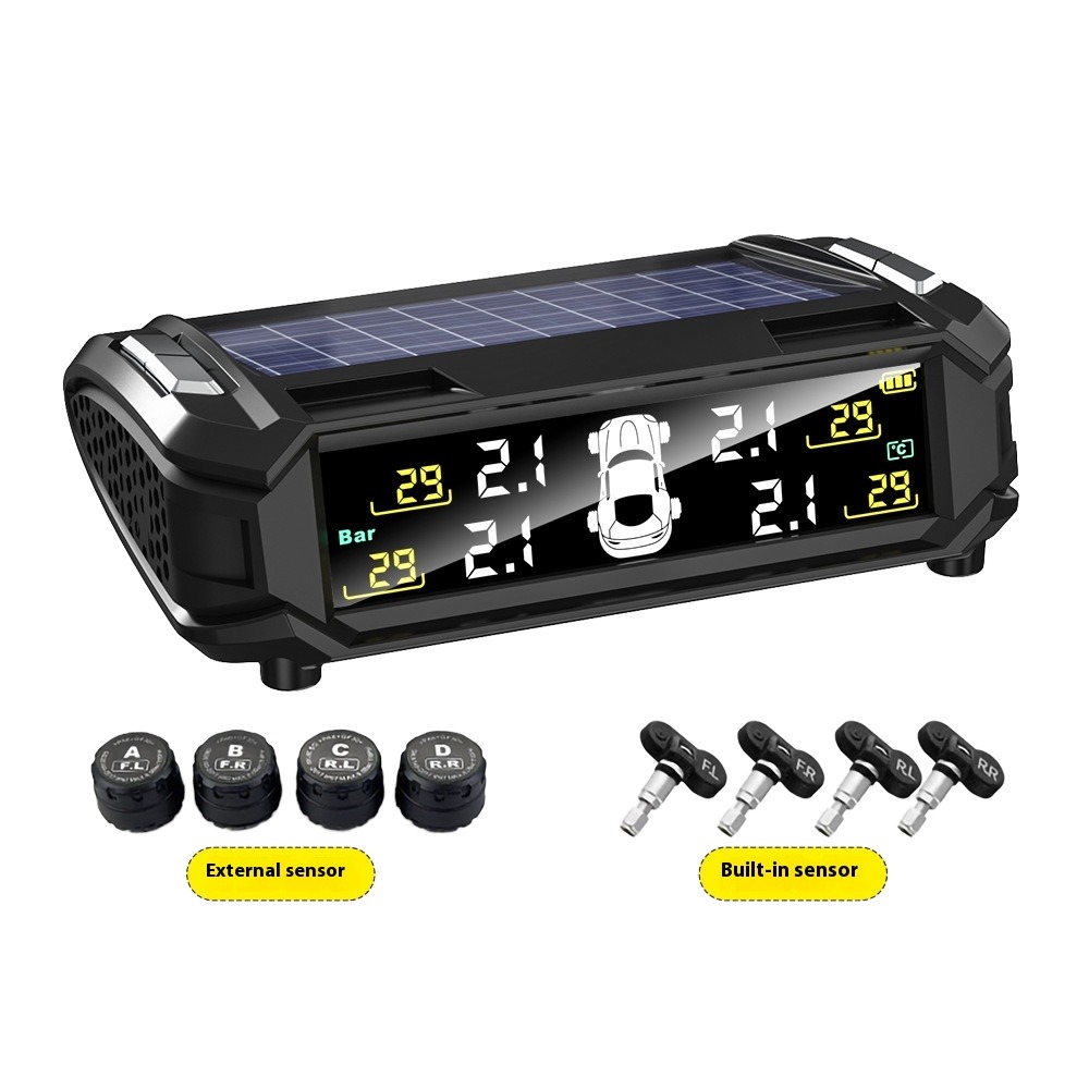 Car TPMS Tire Pressure Monitor External Wireless Solar Sensor High Quality Plastic 12V Universal Fitment Aftermarket System JYS