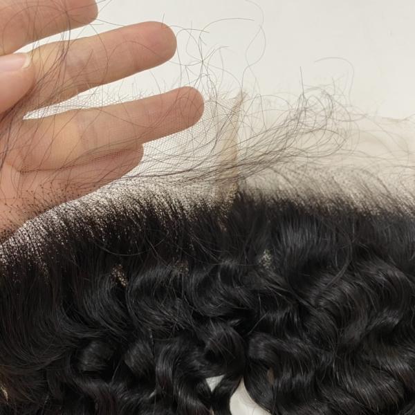 Deep wave 4X4  Customized 20A Natural Hairline Super Thin HD Lace Frontal100% Brazilian Human Hair Extensions