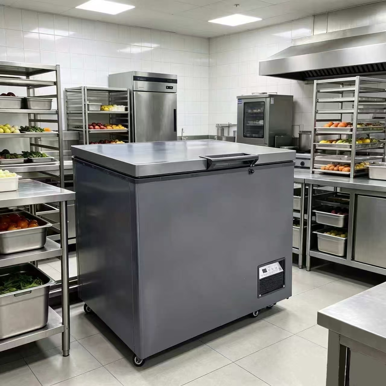 255 Liter Commercial Chest Freezer Cooling System 220V - 240V Compact Deep Freezer