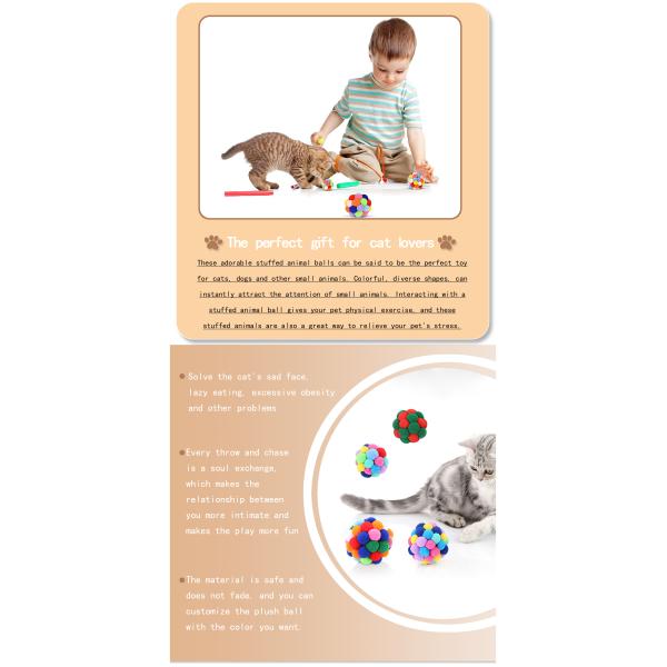 Popular Colorful Handmade Bouncy Ball Kitten Toys Plush Bell Ball Planet Ball Cat Toys