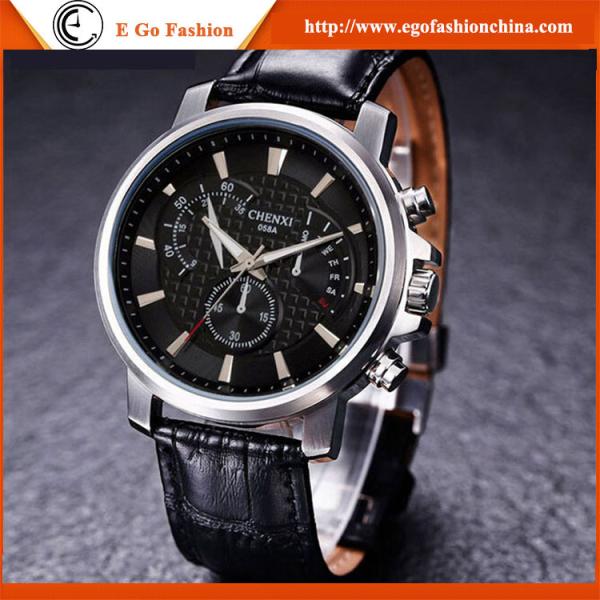 058A 3 Small Dials Watch Unisex Watch Genuine Leather Watch Business Watch Quartz Watch