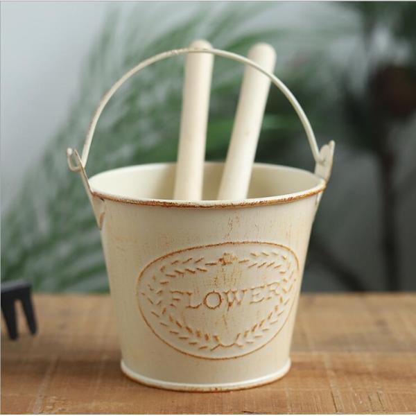 Mini iron kids hanging metal flower bucket garden decoration water bucket