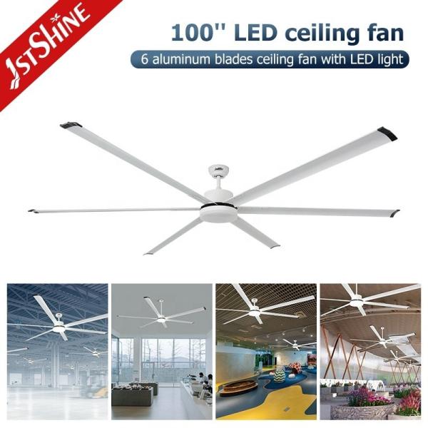Ventilador de teto de lâminas de ferro de cor branca grande com luz e controle remoto de suporte dimmer