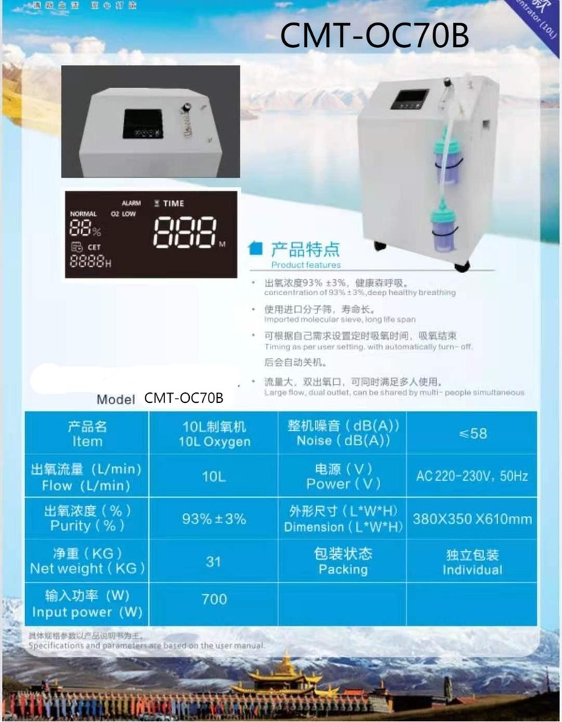 Atomization 5l 10l Oxygen Concentrator Flow 96% Dual Purity Medical Oxygen Concentrator
