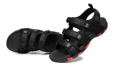 Portable Womens Black Walking Sandals Screen Print Type Slides Style