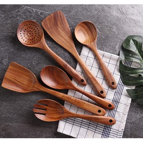 acacia Wooden Cooking Utensil Set Non Toxic Wooden Spatula For Nonstick