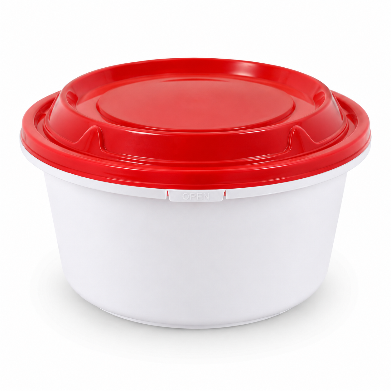 Snap Lock Wide PP Food Storage Bowl 1288ml with Red Secure Lid
