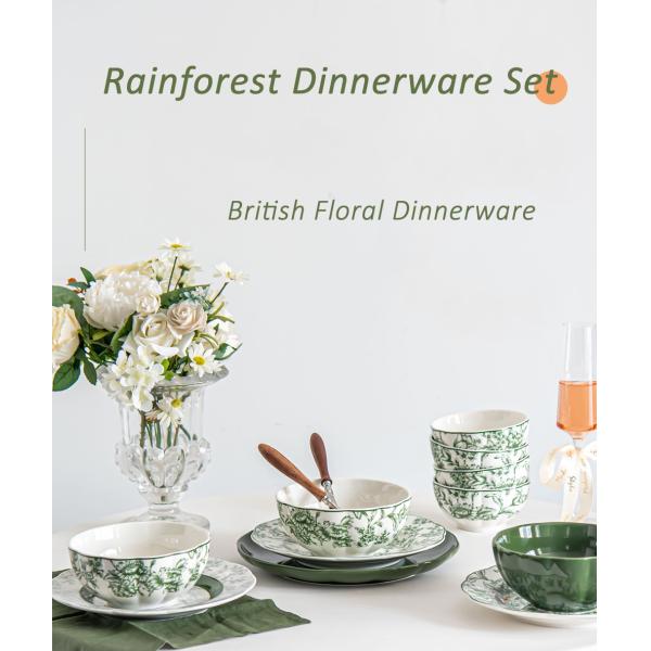 Ресторан Погода Роскошный зеленый керамический ужин с цветочным дизайном