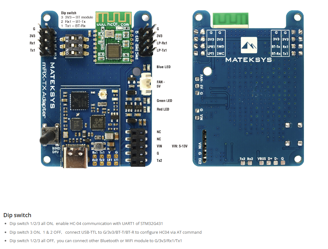 MATEK MATEKSYS MR24-30-TX MLRS MAVLINK 2.4GHZ TX MODULE KIT G LoRa DBm RF Power For Long Range Rc Model