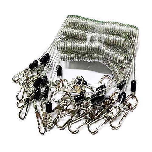 Clear Wire Spring Clip Lanyard , Drop / Fall Protection Coiled Tool Lanyard