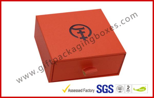 Bright Orange Embossed Paper Jewellry Gift Boxes with Black Aluminum Foil