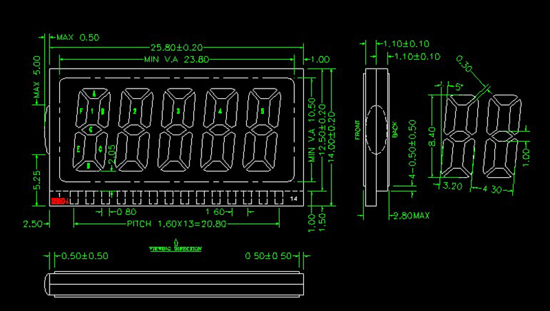 Подгонянный дисплей Transflective LCD подгонял дисплей этапа 7 для шагомера