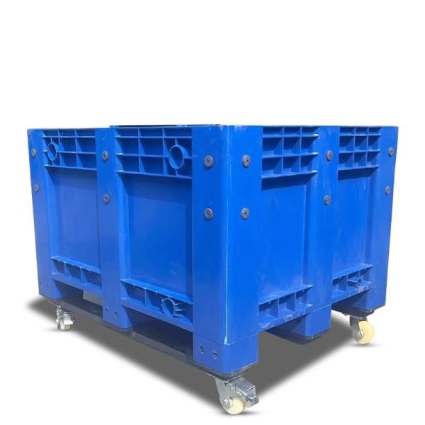Big Bulk Container, Large Plastic Pallet Box Container With Lid / Cover & Wheels Or Without Heavy Duty Industrial Use Folding Plastic Pallet Box Plastic Stackable Collapsible Pallet Crates