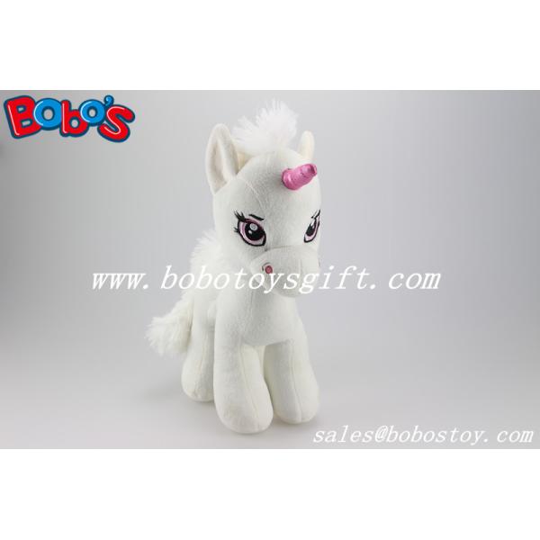 Soft Lovely White Baby Stuffed Unicorn Animal Toy With Long Plush Fur