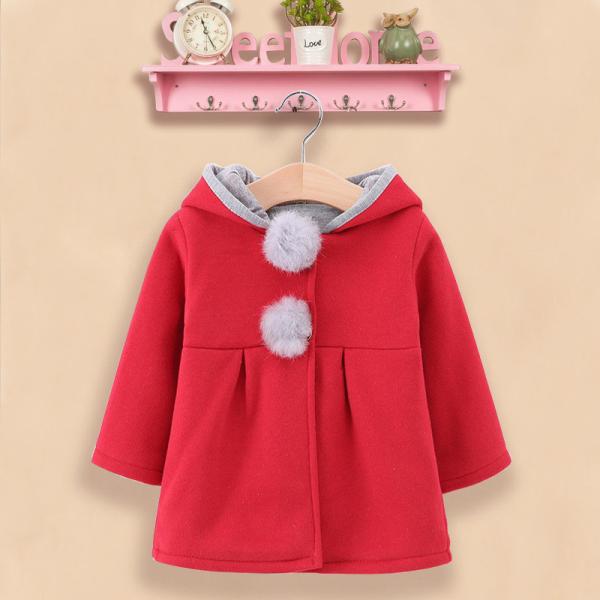 Winter Children's Clothing Girls Bunny Ears Warm Cotton Coat Baby Girl Hooded Coats