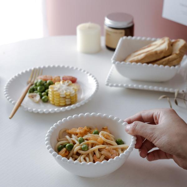 Household Nordic Pearl Edge Ceramic Western Food Plate