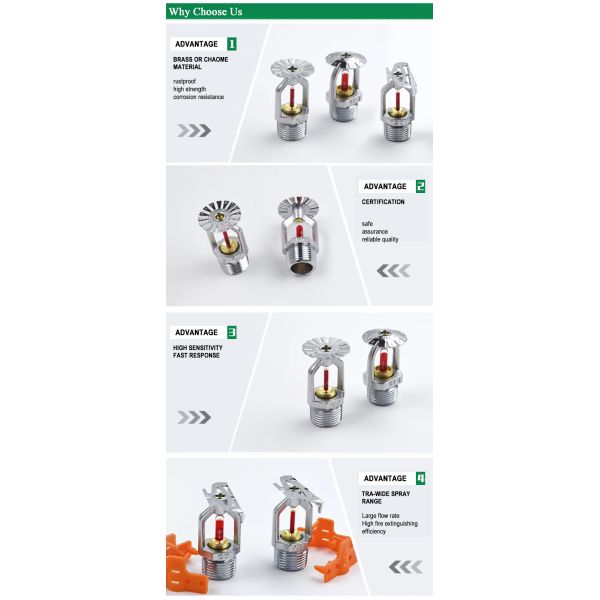 For UL Listed Fire Protection Sidewall Pendant Upright Spray Pipe Fitting Fire Fighting Sprinkler Head for Fire Sprinkler System