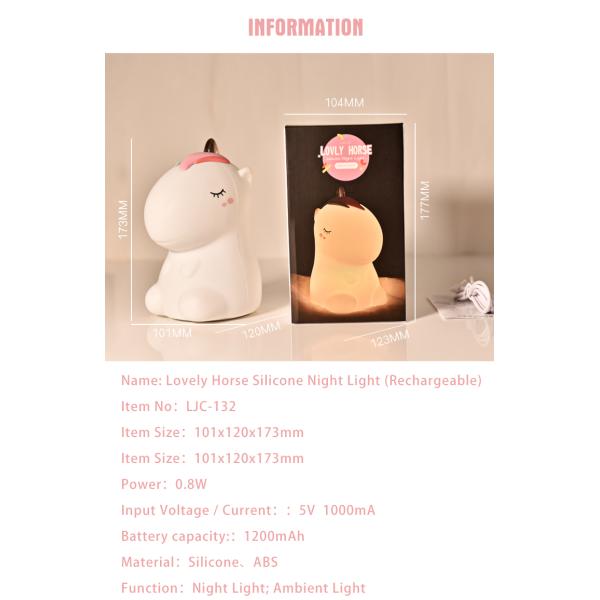 1200mA Bedroom LED Night Light , Silicone DC5V Unicorn Room Light
