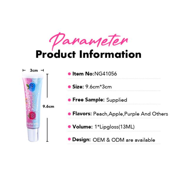 Private Label Rainbow Fruity Glitter Essence Lip Gloss For Kids OEM ODM Available