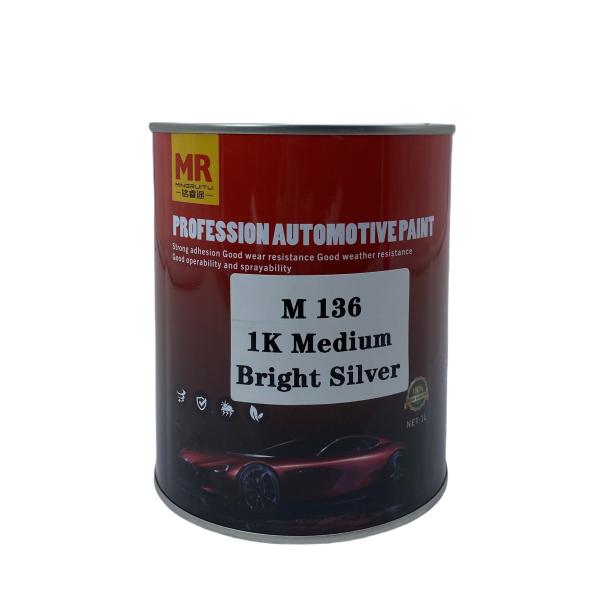 M136 1K Medium Bright Silver Auto Paint Metallic Silver Car Paint Smooth Finish