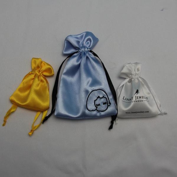 Satin Type Drawstring Jewelry Bag , Thick Satin Cotton Womens Drawstring Bag