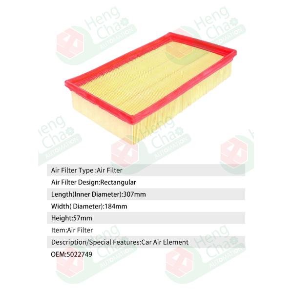OEM 5022749 Auto Parts Car Air Filter Element 5022749 Dimension 307*184*57