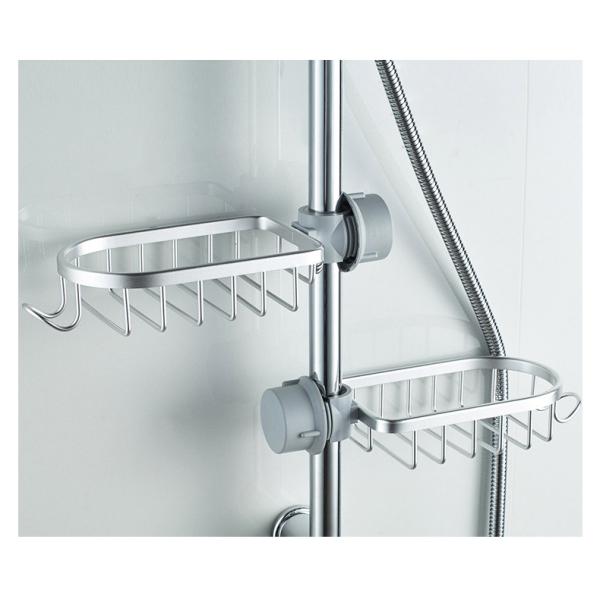 Single Layer Aluminum Shower Storage Basket Soap Basket for Kitchen Bathroom