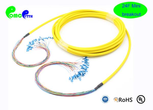 24F Pre-terminated Fiber Patch Cable LC UPC-LC UPC  0.9mm 9/125 Mini Breakout 900um Tight Buffered Tails