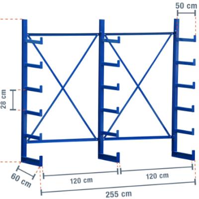 Adjustable Cantilever Rack 4ft Width 1500-3000kg Capacity