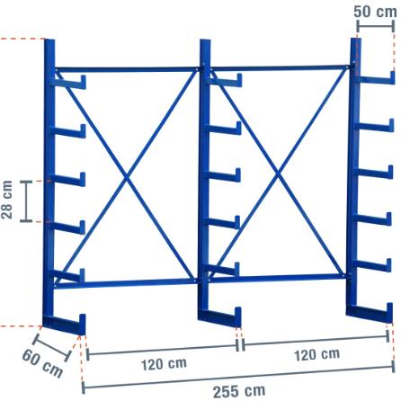 Adjustable Cantilever Rack 4ft Width 1500-3000kg Capacity