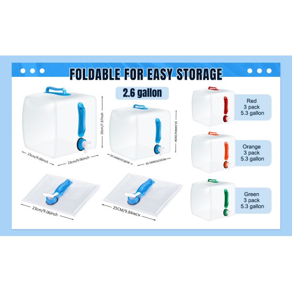 Collapsible Water Container With Spigot, Foldable Camping Water Container Portable Camping Storage Carrier Jug For Outdoors Hiking Emergency Kit Backpack