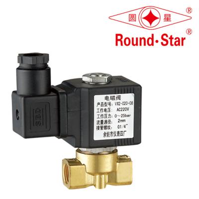 válvula de solenoide diminuta de bronze NC normalmente fechado a ação direta do asco 1/8 - 1/4 AC220V 230V