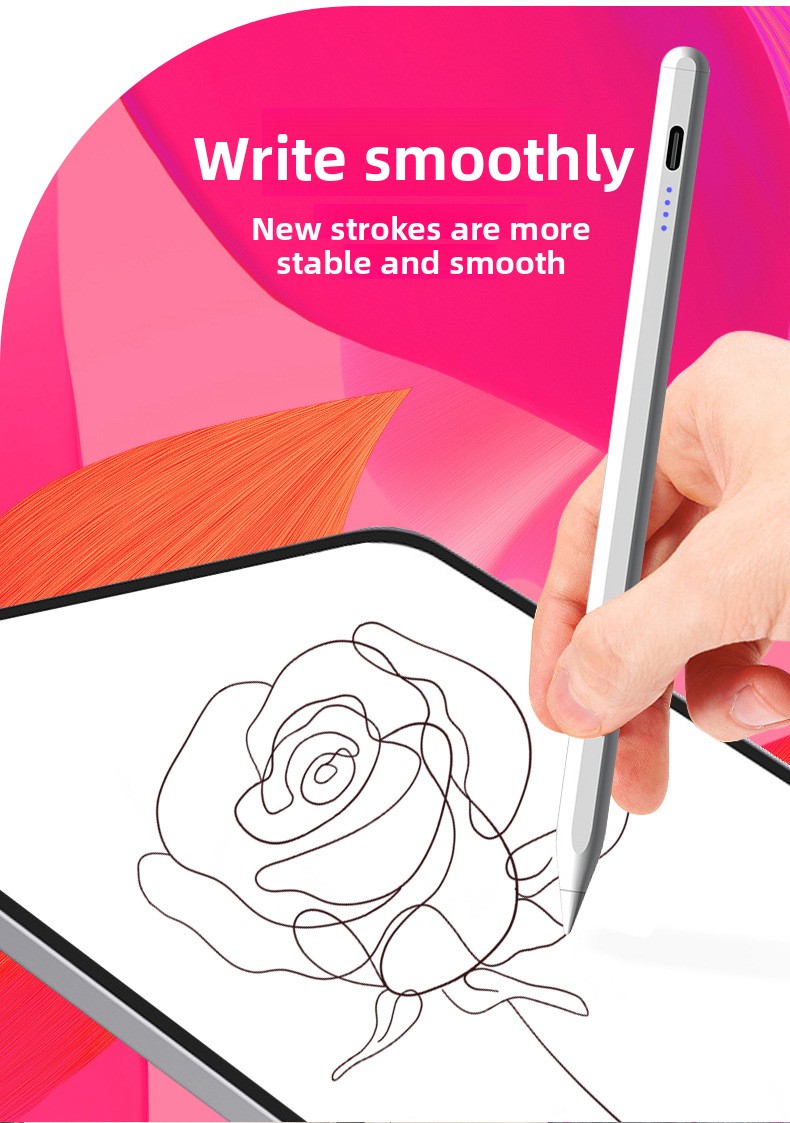 Active Metal Stylus Handwriting Compatible Capacitive Pen for iPad for & Android Devices Type-C Charging Adsorbable Design
