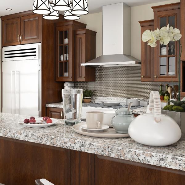 Natural Wood Prefabricated Traditional Walnut Kitchen Cabinets Metal Honey Oak