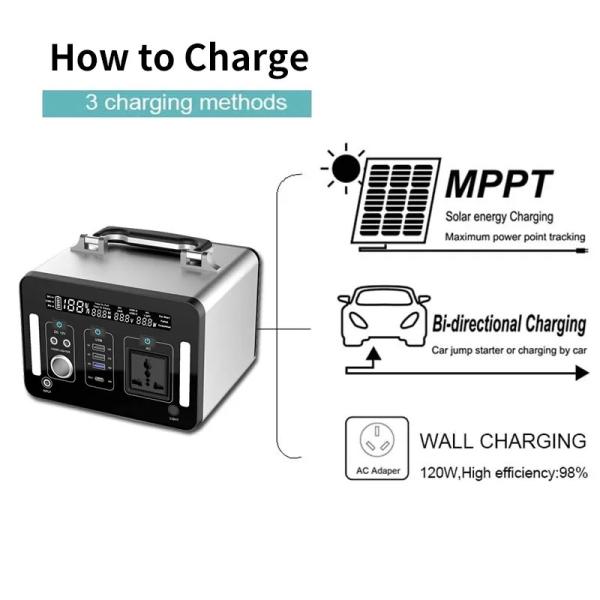 500Wh Portable Rechargeable Solar Generator Pure Sine Wave Power Solar Generator