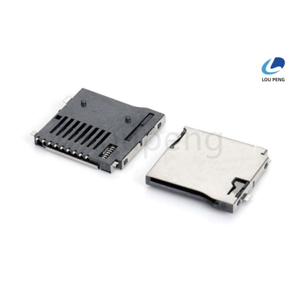 micro pcb SD push sim card connector 8pin smt，mini sd card socket，smc card，TF Card connector