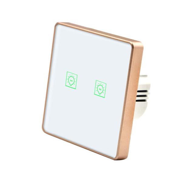 Glomarket 2 Gang Wifi Tuya Glass Panels Light Wall Fan Smart Switch No Neutral Smart Switch With Button For Home