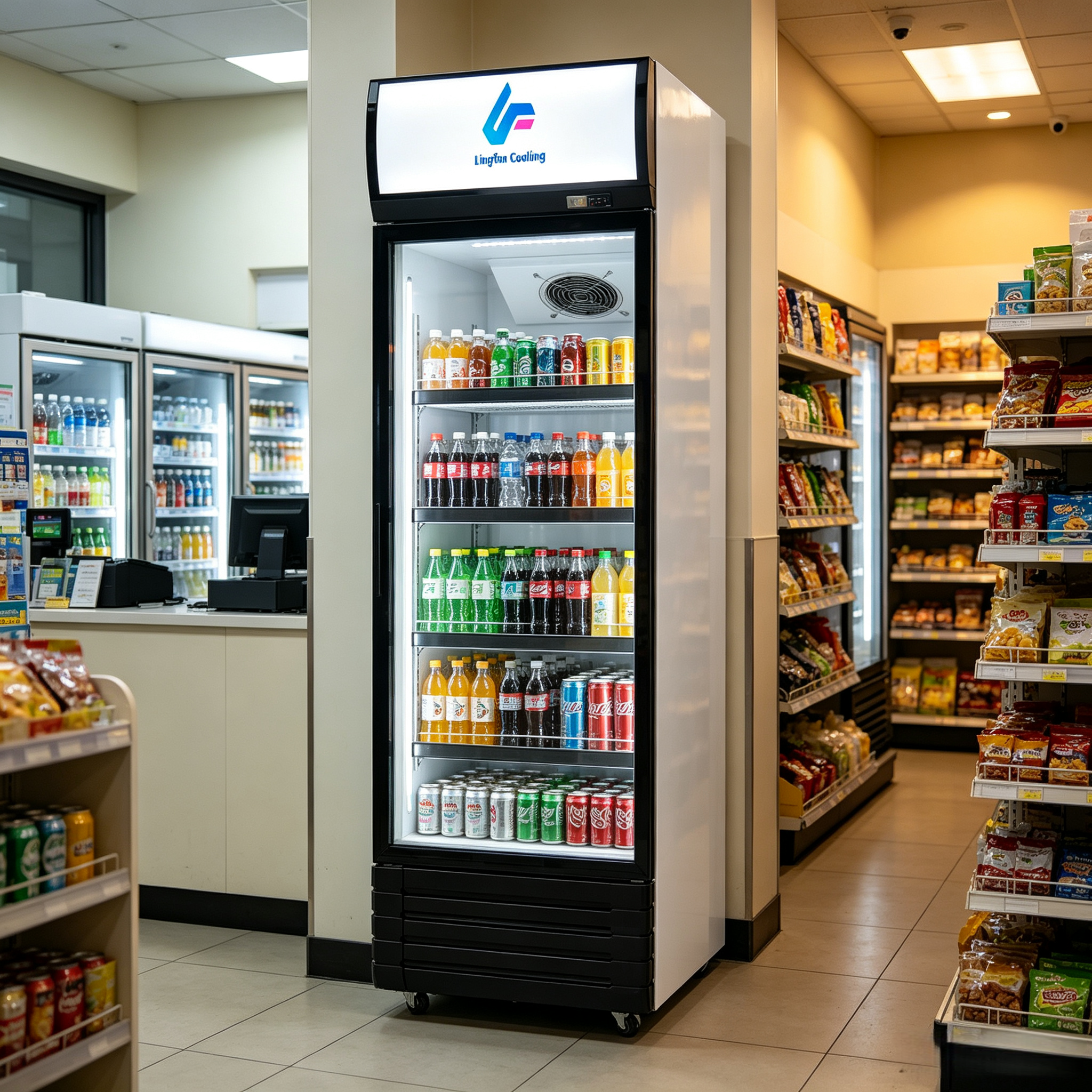 Commercial Glass Door Freezer Upright Single Door Swing Design with Static Cooling for Retail and Supermarket Food Preservation