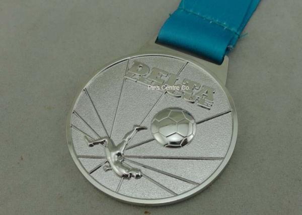 Customized Ribbon Football Awards Medals Full Relief Zinc Alloy