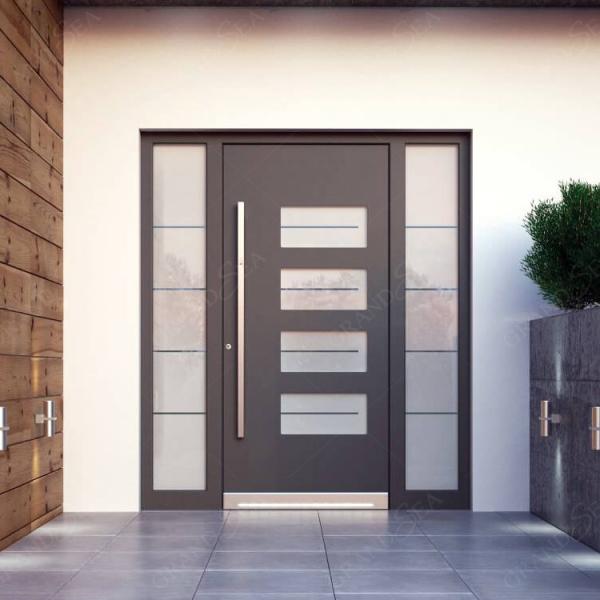 Modern American Luxury Black House Main Exterior Security Stainless Steel Front Entry Doors With Smart Lock