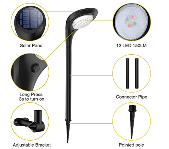 7 Colors Beads 3.7Volt IP55 Waterproof LED Solar Garden Lights