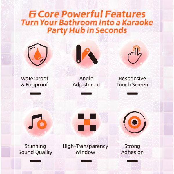 5W Bathroom Speaker with Touch Screen Adjustable Angle IPX5 Waterproof Strong Suction 8H Playtime Portable Bluetooth Speaker with Microphone