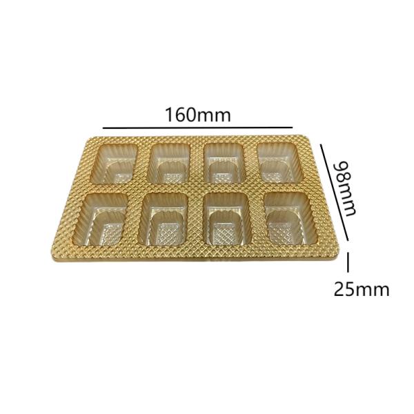 Gold 8-Cell PET Chocolate Tray Food Grade Packaging