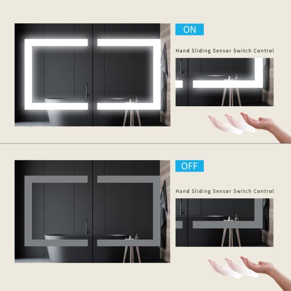 Bathroom Storage Lighted Mirror TV Decoration Double Door Medicine Cabinet