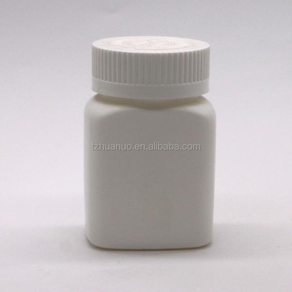 80ml Custom Color HDPE Square Bottle with Screw Cap and Kid Safety Cap